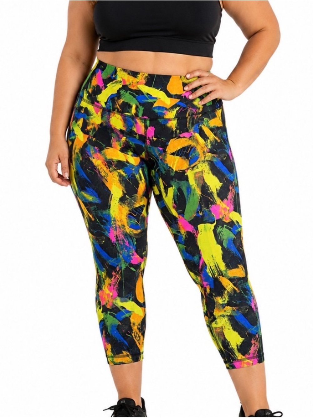 LuLulemon Invigorate Vibrant Abstract Print Athletic Capris crop leggings SZ 14